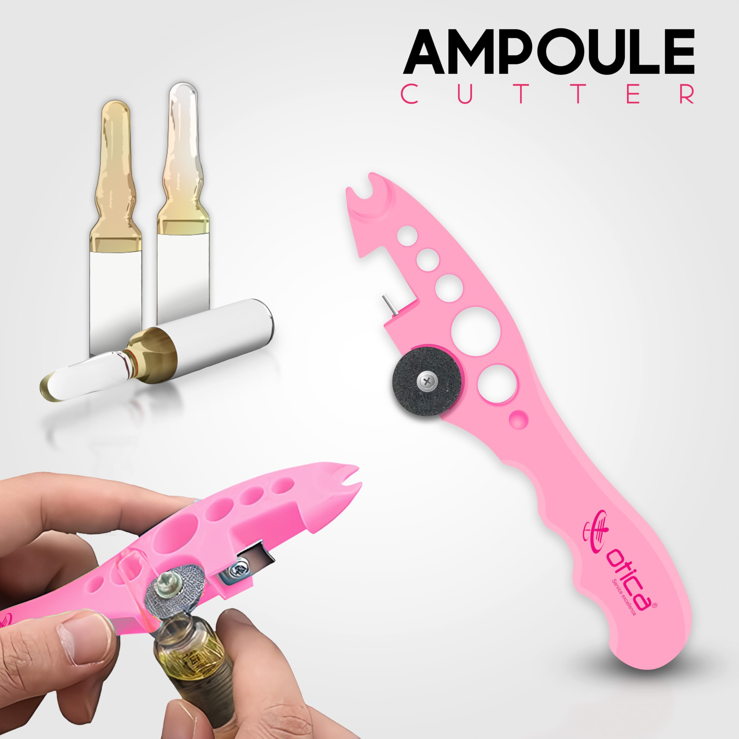 OTICA Ampoule Cutter for Doctors Nurse, Glass Bottle Cap Remover Cutter Ampule Breaker for Hospital and Clinic (Pink)
